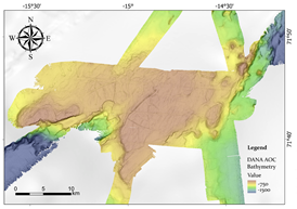 Kortlægning af et undersøisk bjerg (seamount) med det ny multibeam. Figur fra Christoph Böttner